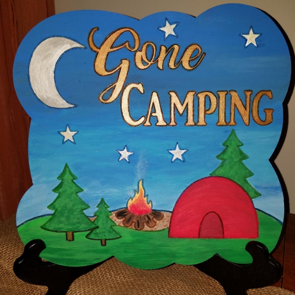 Gone camping sign
